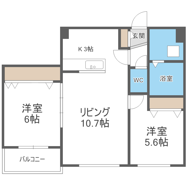 北海道小樽市富岡１ 小樽駅 2LDK マンション 賃貸物件詳細