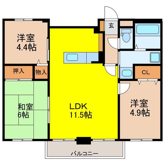 ルネッサンス犬塚 3階 3LDK 賃貸物件詳細