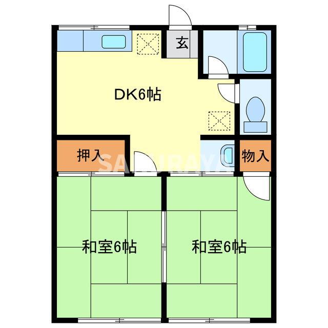 栃木県足利市山川町 足利駅 2DK アパート 賃貸物件詳細