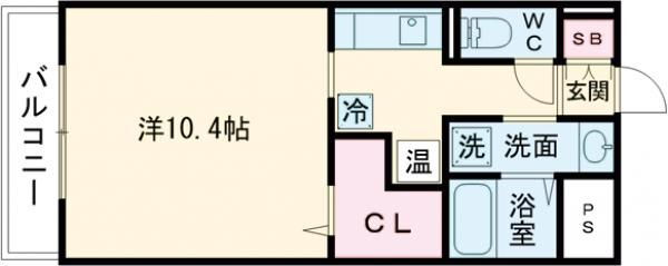 アイリスハイツ８号館 6階 1K 賃貸物件詳細