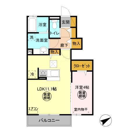 サニーウェルヒルズ　Ａ 1階 1LDK 賃貸物件詳細