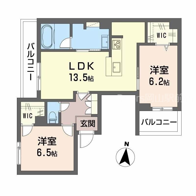岡山県岡山市北区野田５ 大元駅 2LDK マンション 賃貸物件詳細