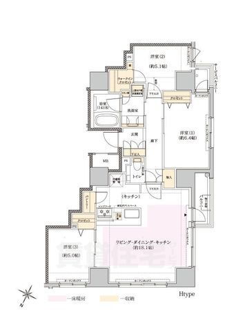 福岡県福岡市中央区長浜２ 赤坂駅 3LDK マンション 賃貸物件詳細