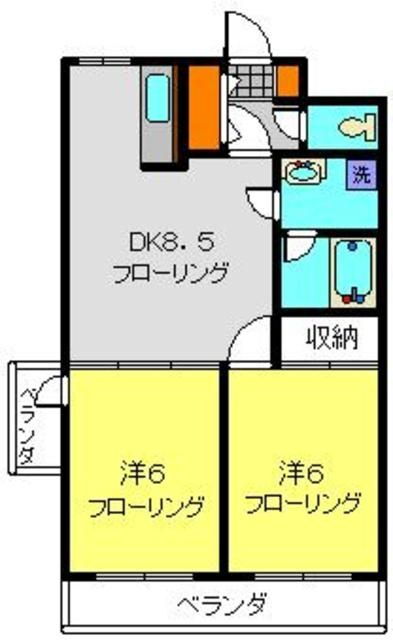 カーサエクレール 1階 2DK 賃貸物件詳細