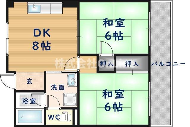 八尾樋口マンション 3階 2DK 賃貸物件詳細