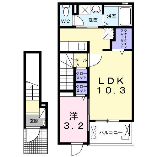 セレナーデ 2階 1LDK 賃貸物件詳細