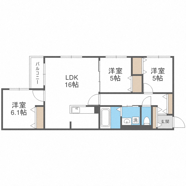 北海道札幌市豊平区月寒中央通４ 月寒中央駅 3LDK マンション 賃貸物件詳細