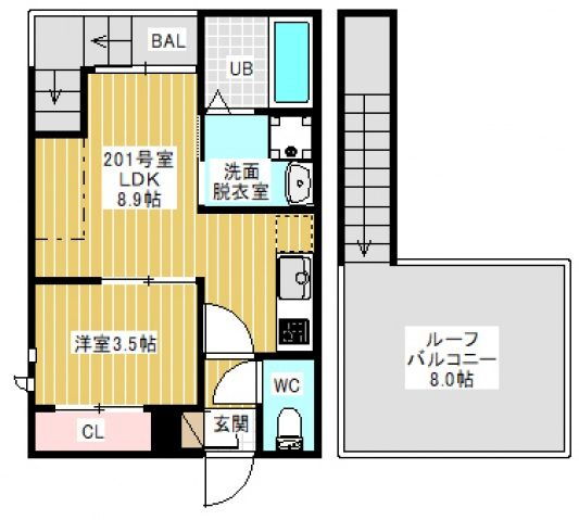 ＧＲＡＮＤＴＩＣ　ＳＵＮ（グランティック　サン） 2階 1LDK 賃貸物件詳細