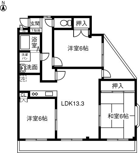 サニーコートカームＳ 4階 3LDK 賃貸物件詳細