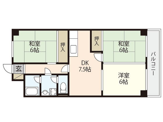 コーポ井口台 2階 3DK 賃貸物件詳細