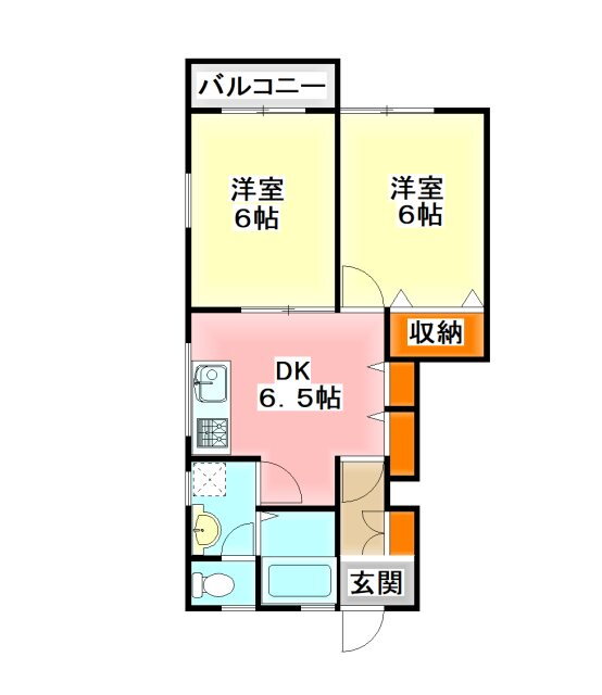 ＫＭハイツＶＩＩ　Ｃ棟 1階 2DK 賃貸物件詳細