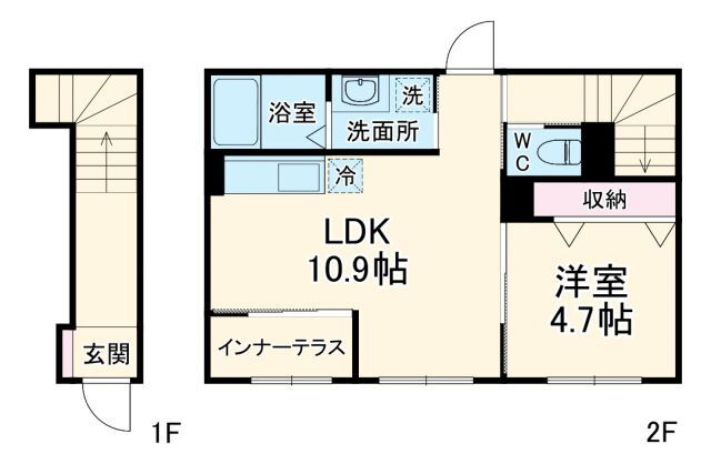 グレイスランドエム 2階 1LDK 賃貸物件詳細