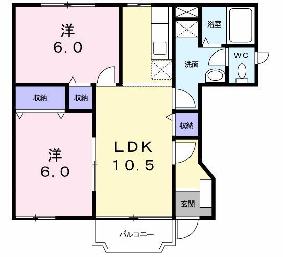 群馬県伊勢崎市山王町 2LDK アパート 賃貸物件詳細