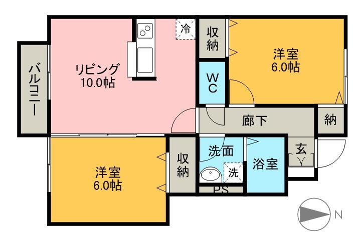 群馬県高崎市保渡田町 前橋駅 2LDK アパート 賃貸物件詳細