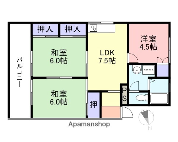 シャトー米子 4階 3DK 賃貸物件詳細