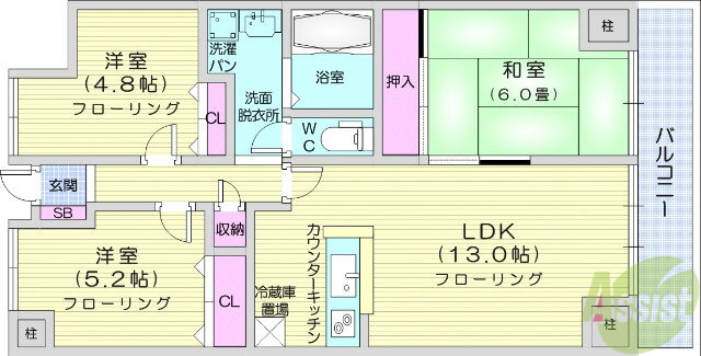 スカイコート上杉 10階 3LDK 賃貸物件詳細