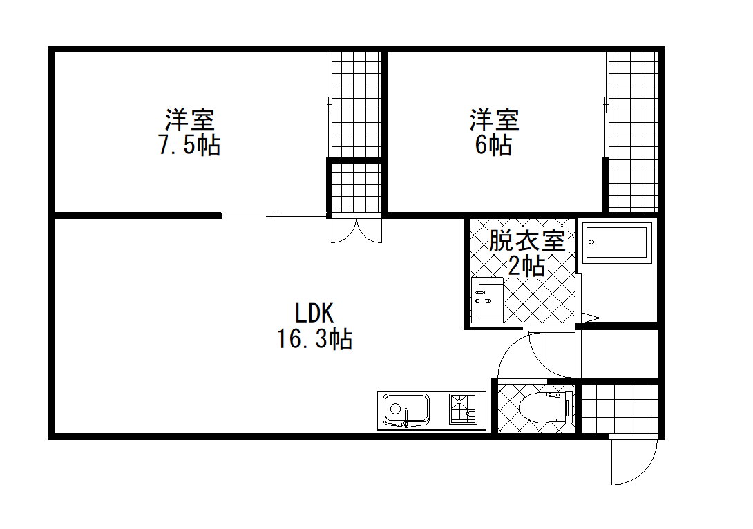 北海道名寄市西八条北２ 名寄駅 2LDK アパート 賃貸物件詳細