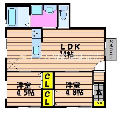 岡山県岡山市北区平野 庭瀬駅 2LDK アパート 賃貸物件詳細