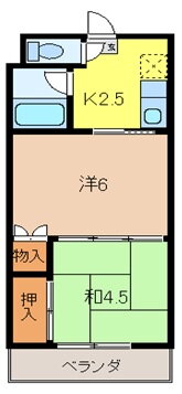コーポラス中倉 6階 2K 賃貸物件詳細