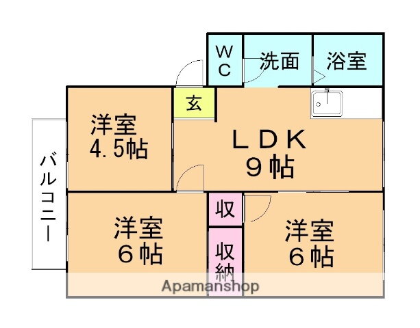 パナハイツ熊野Ｃ，Ｄ 2階 3LDK 賃貸物件詳細