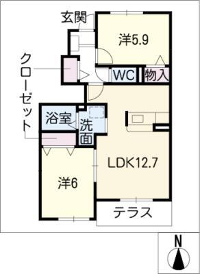 岐阜県羽島郡笠松町田代 西笠松駅 2LDK アパート 賃貸物件詳細