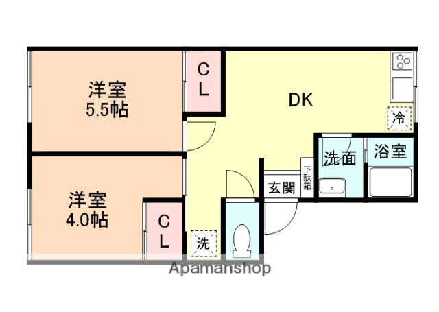 シンフォニー石坂Ｉ 2階 2DK 賃貸物件詳細