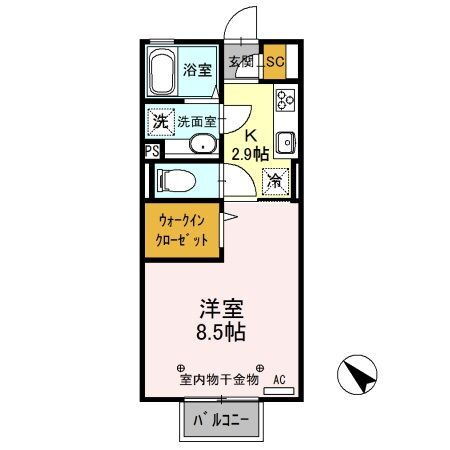 栃木県小山市大字立木 小山駅 1K アパート 賃貸物件詳細