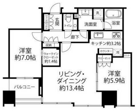 東京都品川区大崎２ 大崎駅 2LDK マンション 賃貸物件詳細