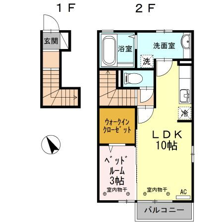 カレンデュラＩＩ 2階 1LDK 賃貸物件詳細