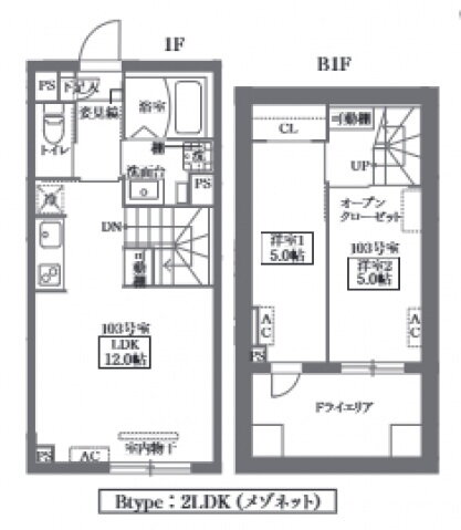 ＣＯＣＯＣＵＢＥ鵜の木 1階 2LDK 賃貸物件詳細