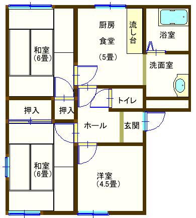 ３ＤＫ　ラフォーレ福居５ 2階 3DK 賃貸物件詳細