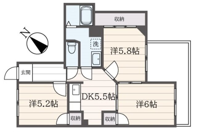 大竹ビル 5階 3DK 賃貸物件詳細