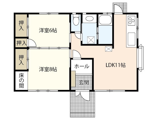 長船平屋 2LDK 賃貸物件詳細