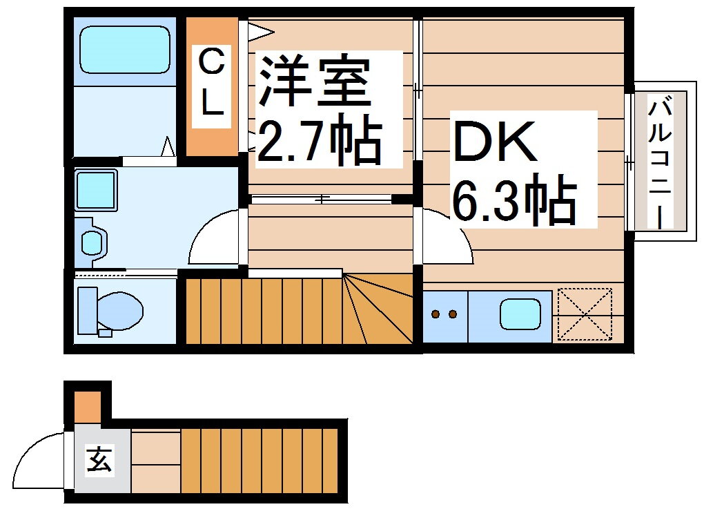 宮城県仙台市若林区荒井２ 六丁の目駅 1DK アパート 賃貸物件詳細