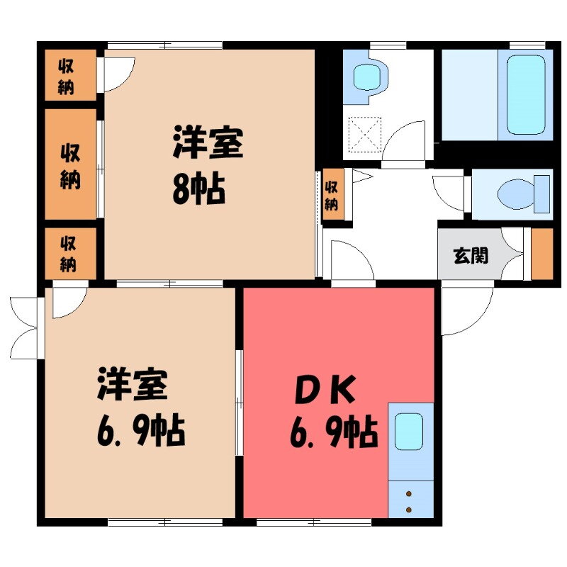 埼玉県熊谷市中央５ 上熊谷駅 2DK アパート 賃貸物件詳細