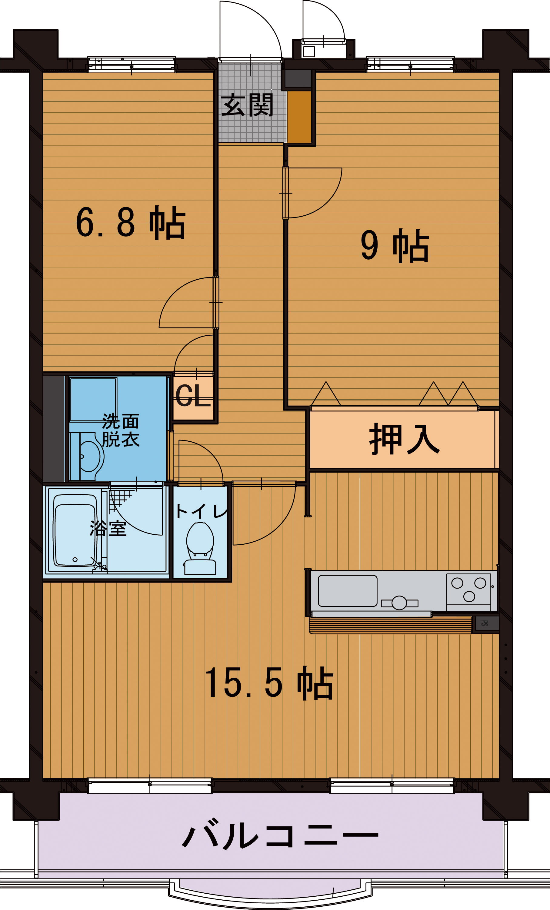 ブルームはやし 3階 2LDK 賃貸物件詳細