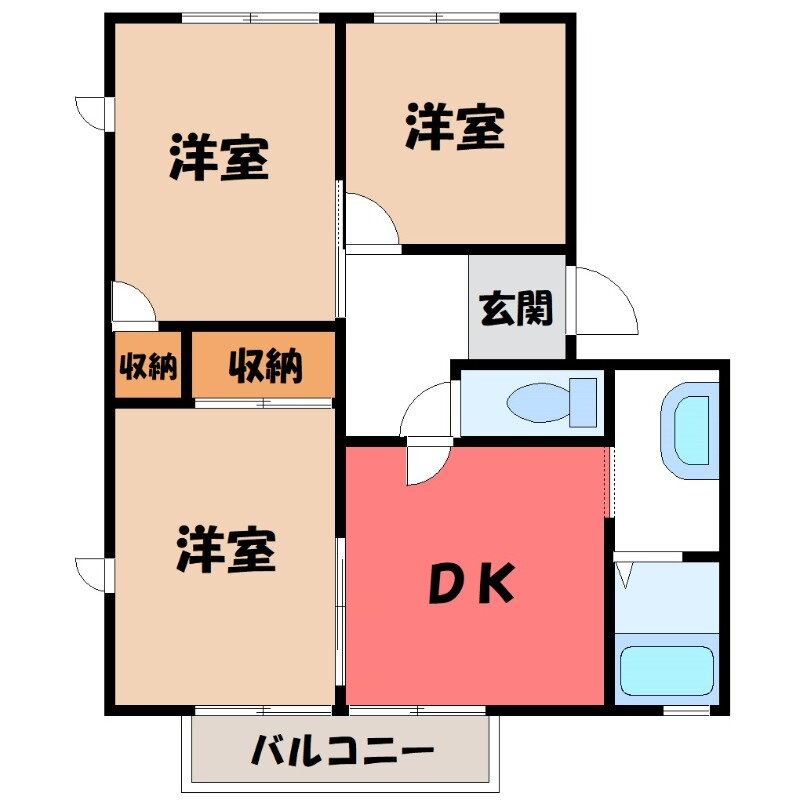 群馬県伊勢崎市山王町 新伊勢崎駅 3DK アパート 賃貸物件詳細