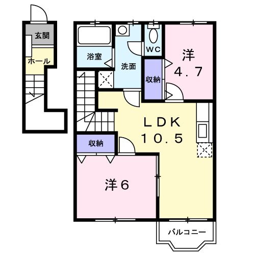 サンパティーク・ロジュマンＤ 2階 2LDK 賃貸物件詳細