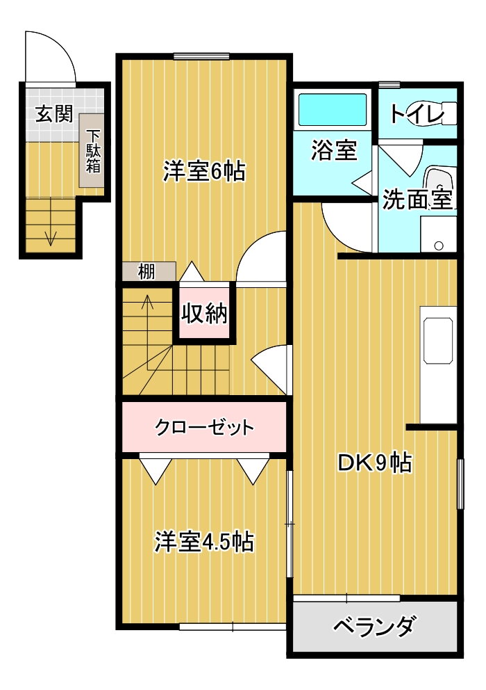 サン平塚Ｂ棟 2階 2DK 賃貸物件詳細