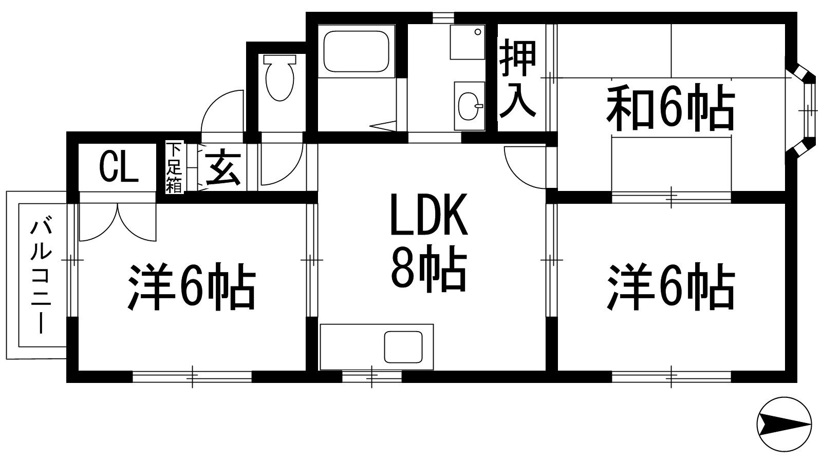 レークサイド３ 2階 3LDK 賃貸物件詳細