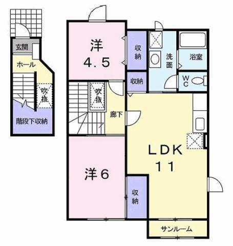 秋田県秋田市川元小川町 秋田駅 2LDK アパート 賃貸物件詳細