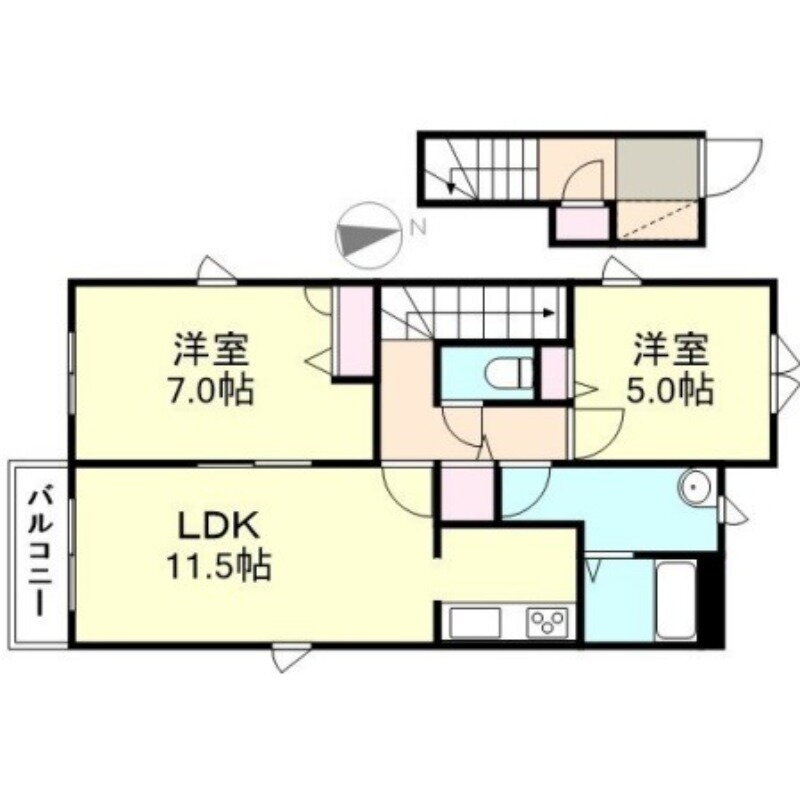 岡山県倉敷市連島町連島 浦田駅 2LDK アパート 賃貸物件詳細