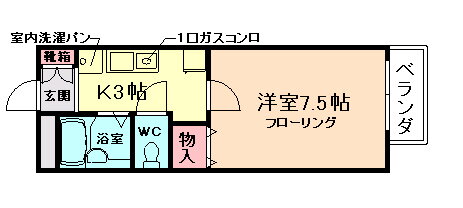 ハイツサン恵　Ａ棟 2階 1K 賃貸物件詳細