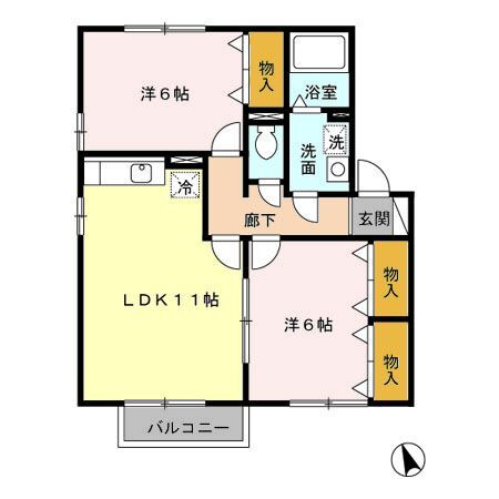 ＭＪフォレスト　Ａ 2階 2LDK 賃貸物件詳細