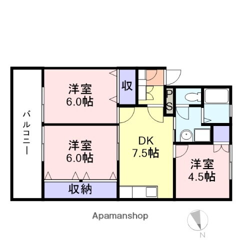 シャトー米子 3階 3DK 賃貸物件詳細