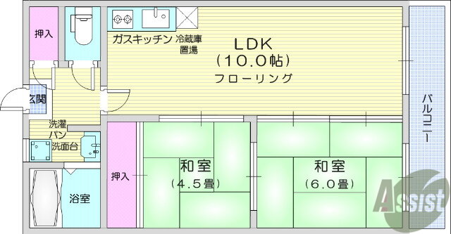 ファミール愛宕 3階 2LDK 賃貸物件詳細