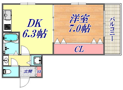 ラフォーレ湊川 3階 1DK 賃貸物件詳細