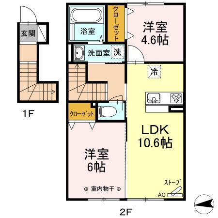 メゾン・ボンボヌール 2階 2LDK 賃貸物件詳細