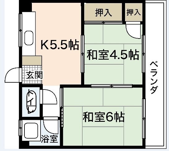 広島県広島市佐伯区海老園４ 楽々園駅 2K マンション 賃貸物件詳細