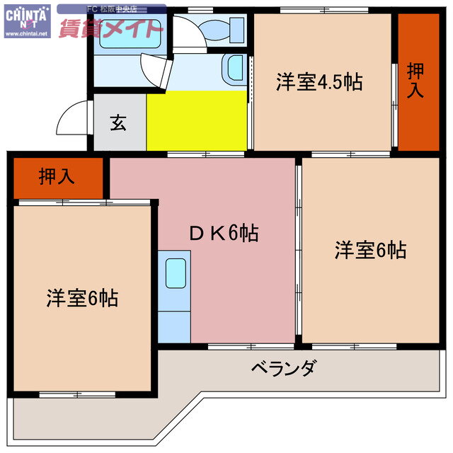 三重県松阪市井村町 松阪駅 3DK マンション 賃貸物件詳細